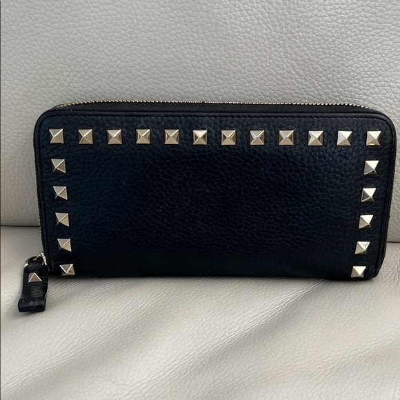 Valentino Garavani Handbags - Valentino Black Rockstud Zip Around Wallet